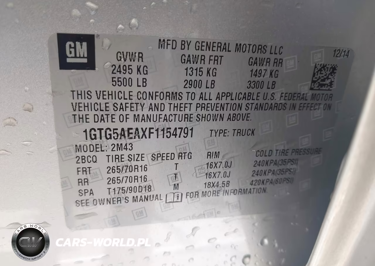 2015 GMC Canyon 2Wd VIN:1GTG5AEAXF1154791 - 9