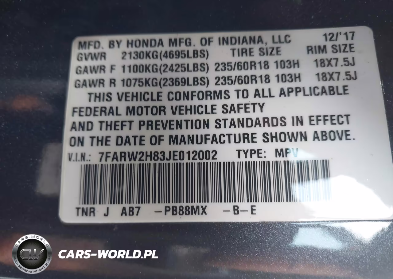 2018 Honda Cr-V VIN:7FARW2H83JE012002 - 9
