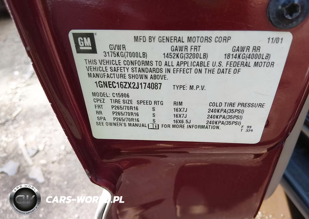 2002 Chevrolet Suburban 1500 Lt VIN:1GNEC16ZX2J174087 - 9