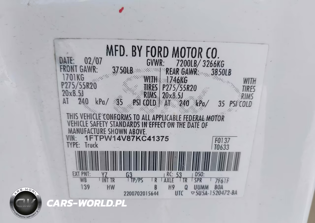 2007 Ford F-150 Fx4-Lariat-Xlt VIN:1FTPW14V87KC41375 - 9