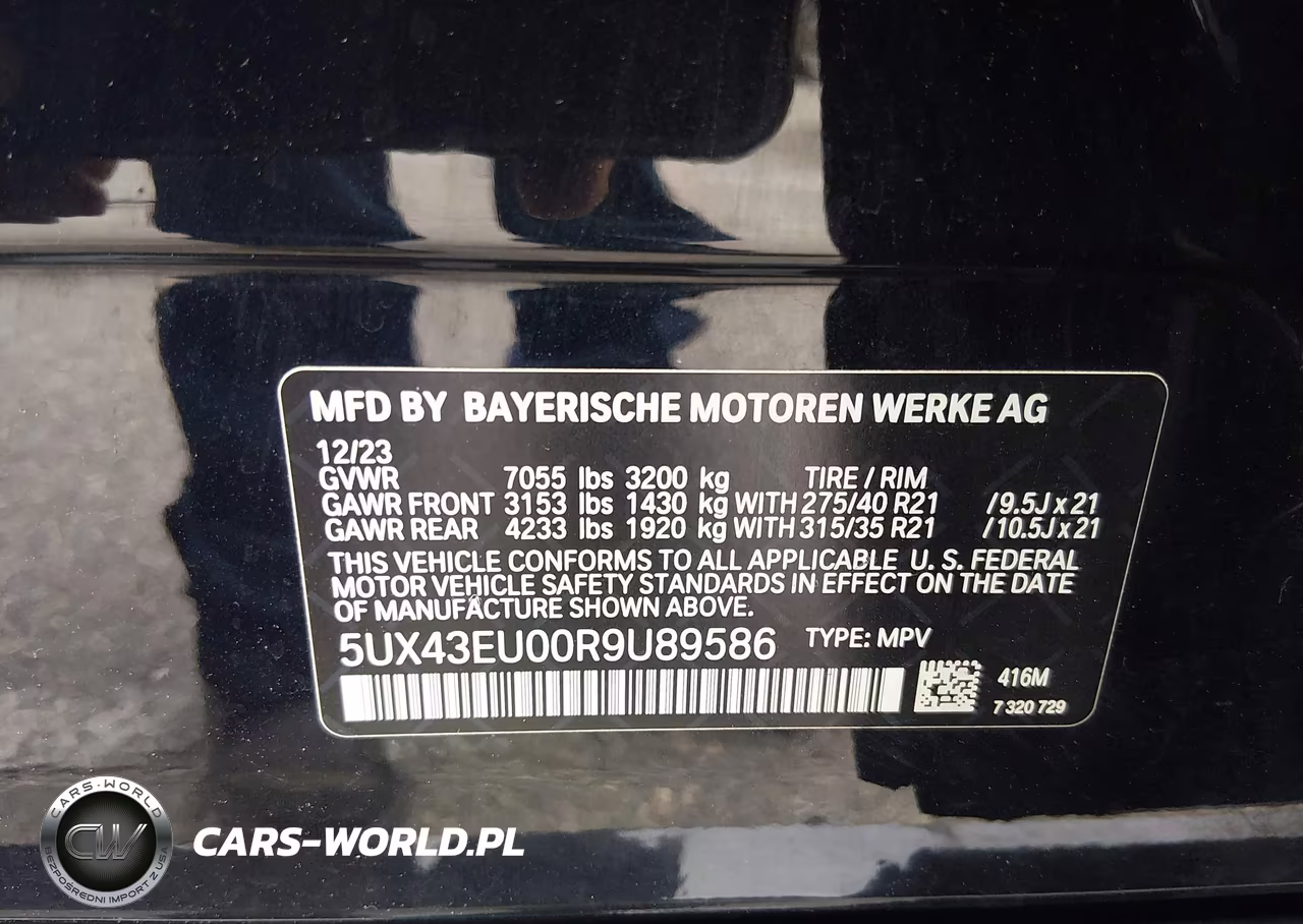2024 BMW X5 Phev xDrive50E VIN:5UX43EU00R9U89586 - 9