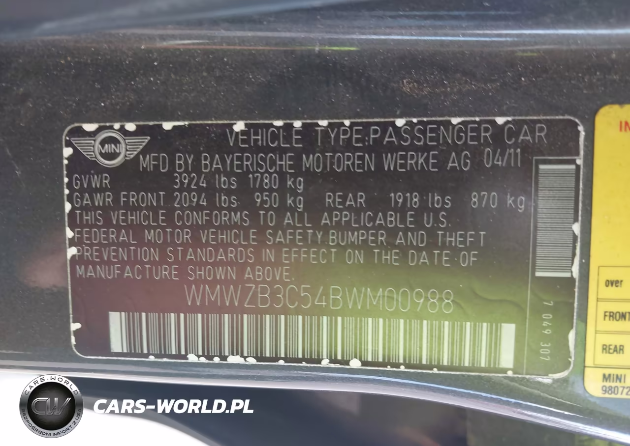 2011 Mini Cooper Countryman VIN:WMWZB3C54BWM00988 - 9