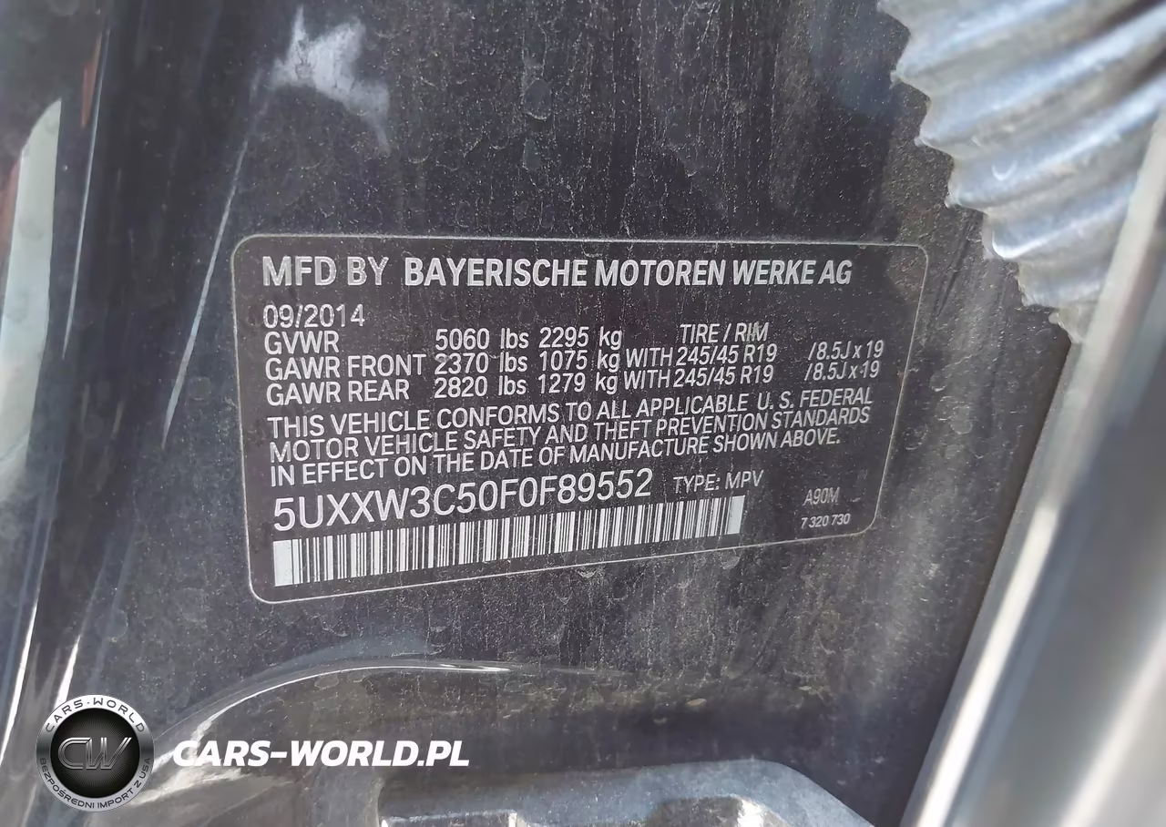 2015 BMW X4 xDrive28I VIN:5UXXW3C50F0F89552 - 9