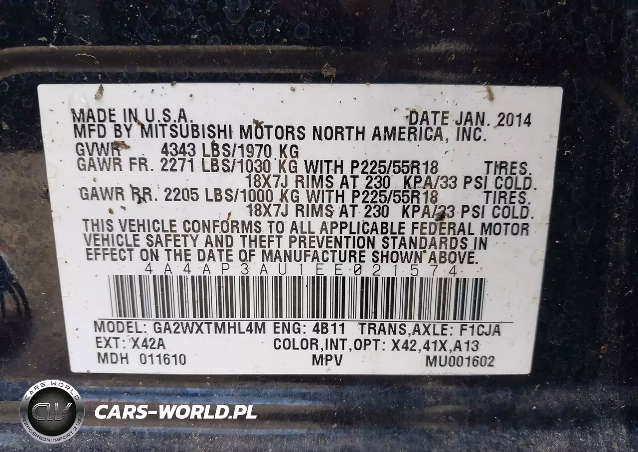 2014 Mitsubishi Outlander Sport Es VIN:4A4AP3AU1EE021574 - 9