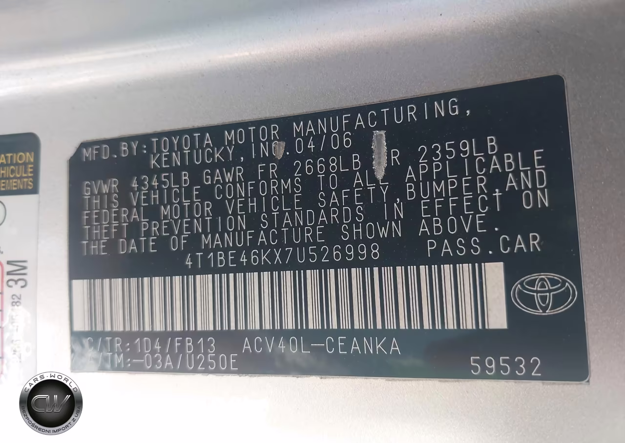 2007 Toyota Camry Le VIN:4T1BE46KX7U526998 - 9