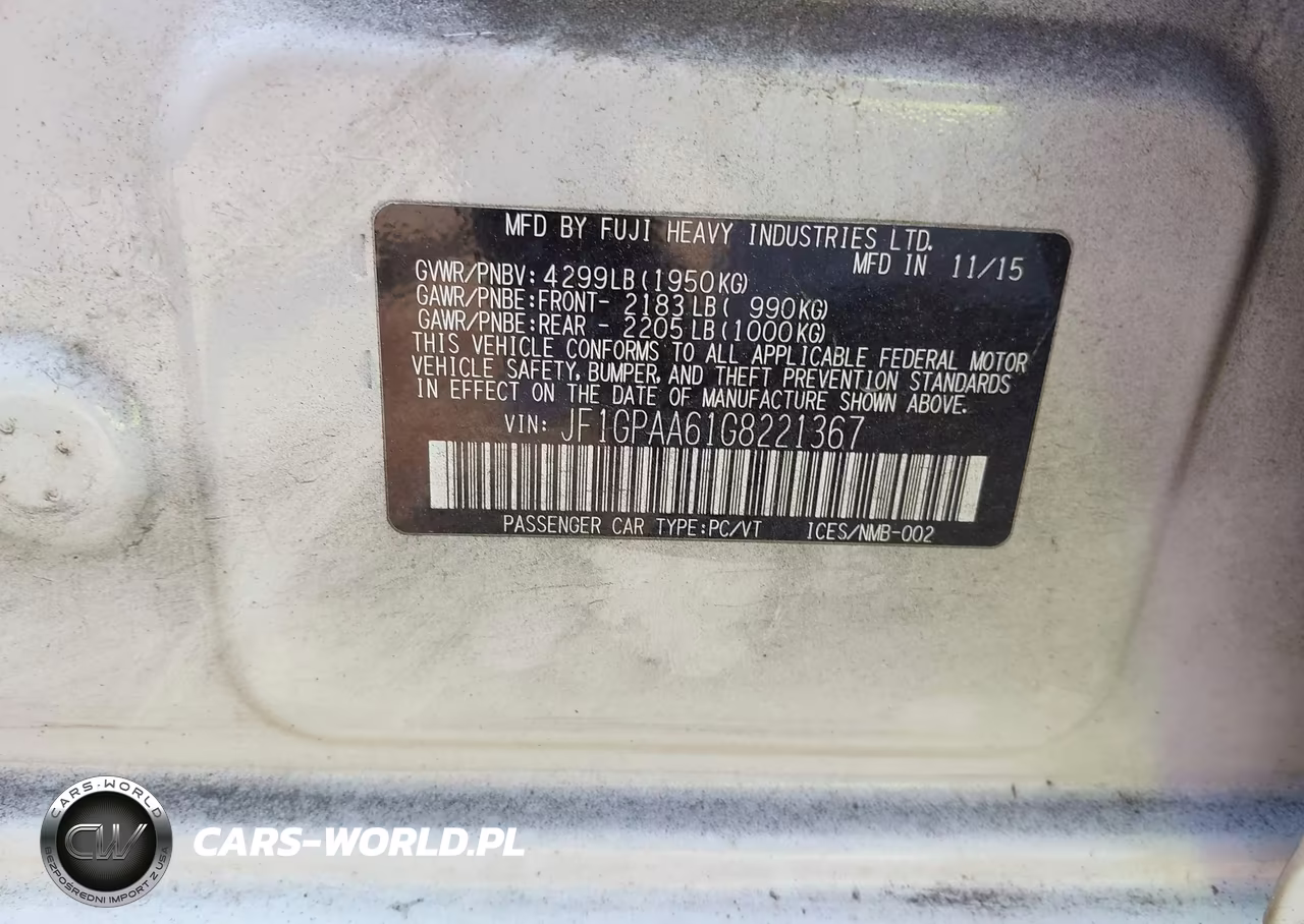 2016 Subaru Impreza 2.0I VIN:JF1GPAA61G8221367 - 9
