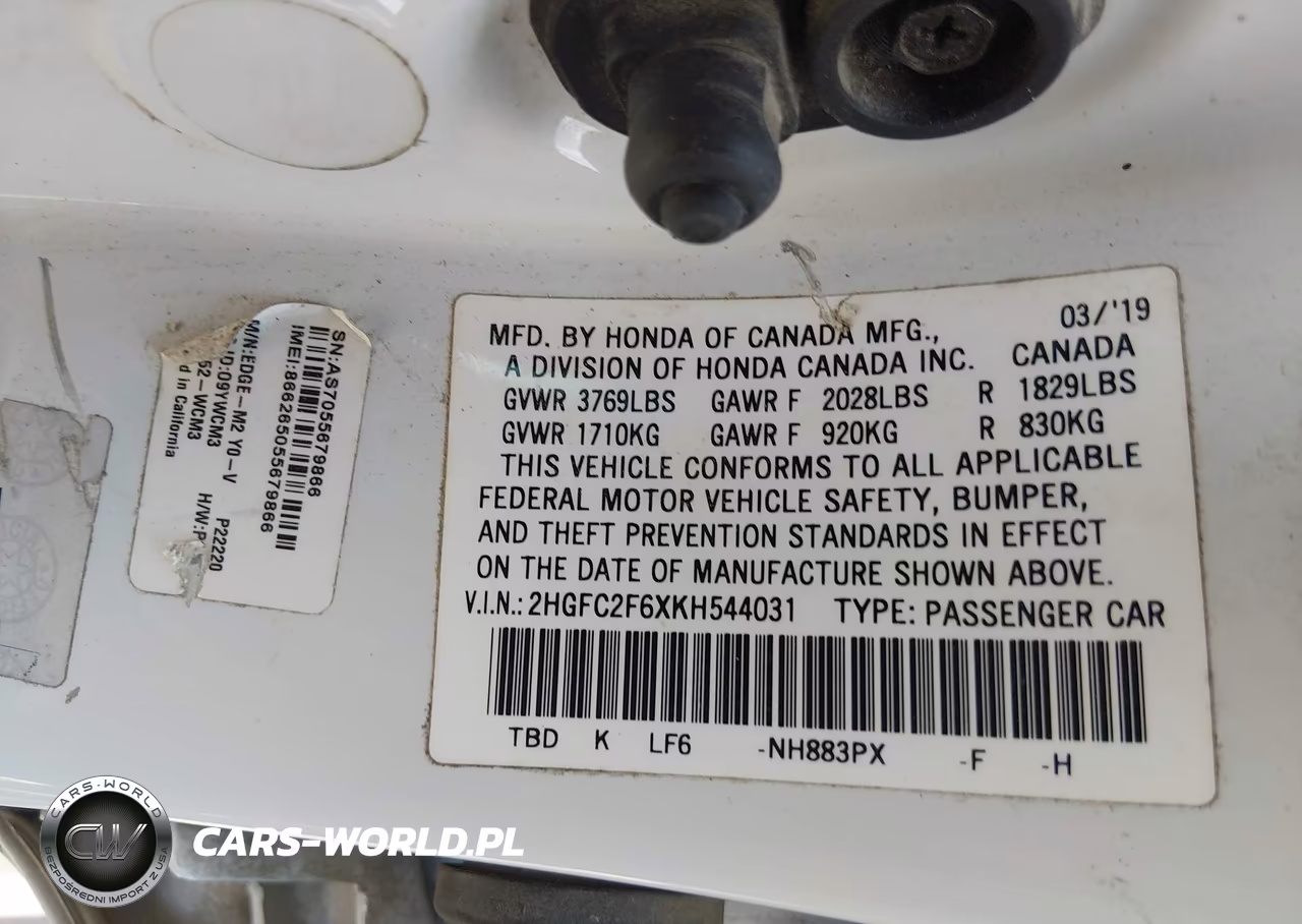 2019 Honda Civic Lx VIN:2HGFC2F6XKH544031 - 9