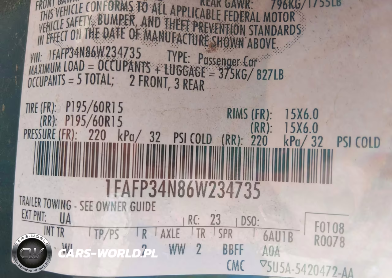 2006 Ford Focus Zx4 VIN:1FAFP34N86W234735 - 9