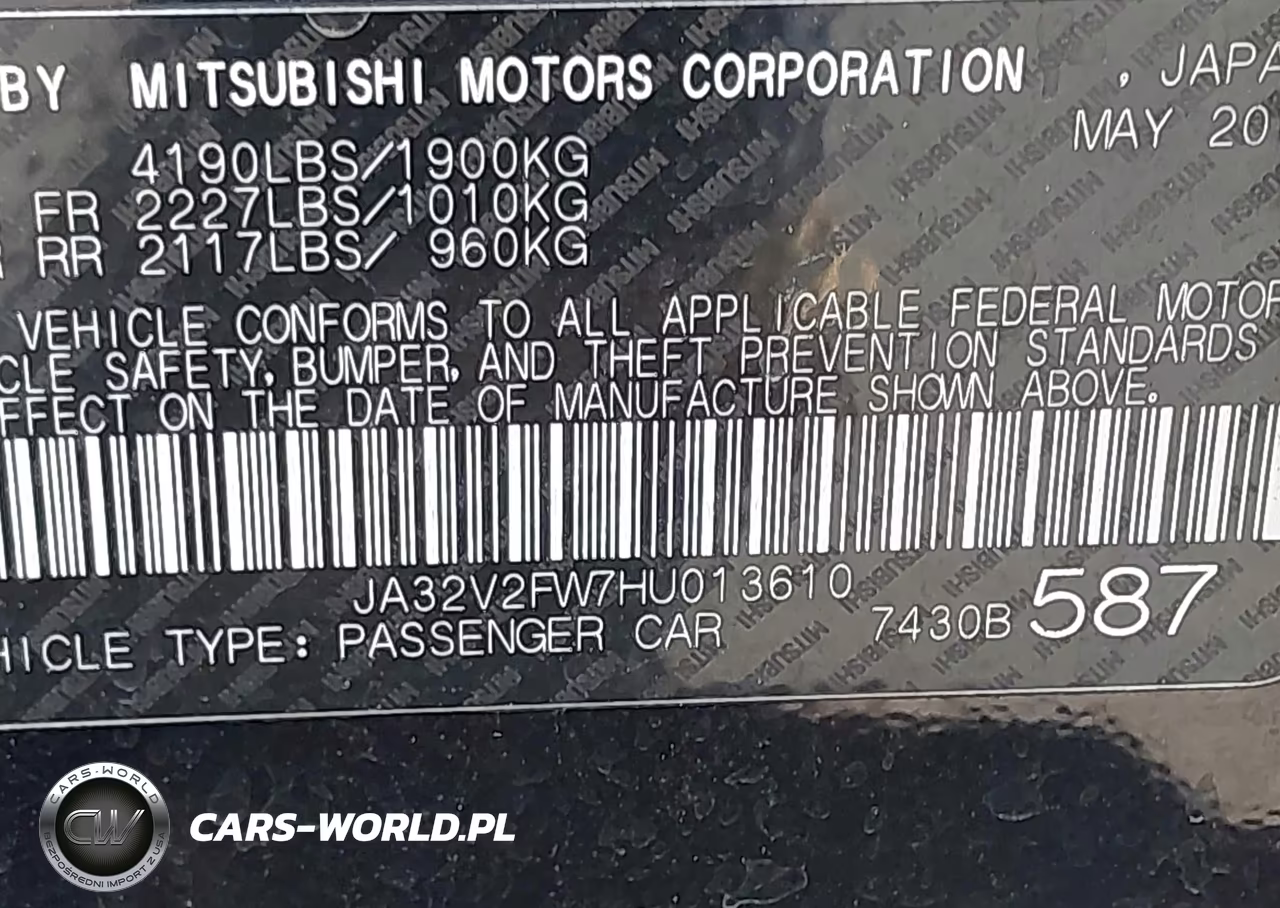 2017 Mitsubishi Lancer Sel VIN:JA32V2FW7HU013610 - 9