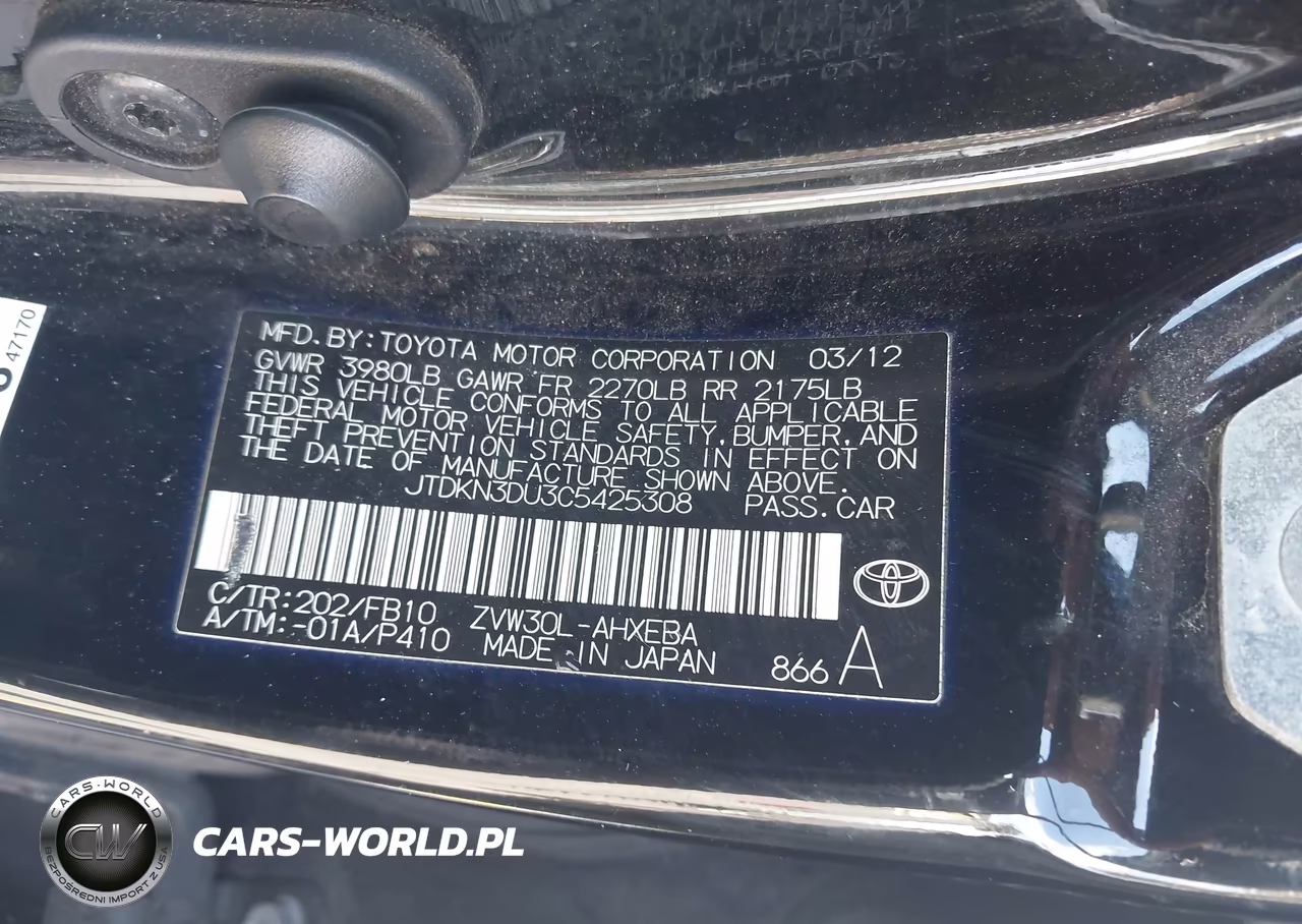 2012 Toyota Prius Two VIN:JTDKN3DU3C5425308 - 9