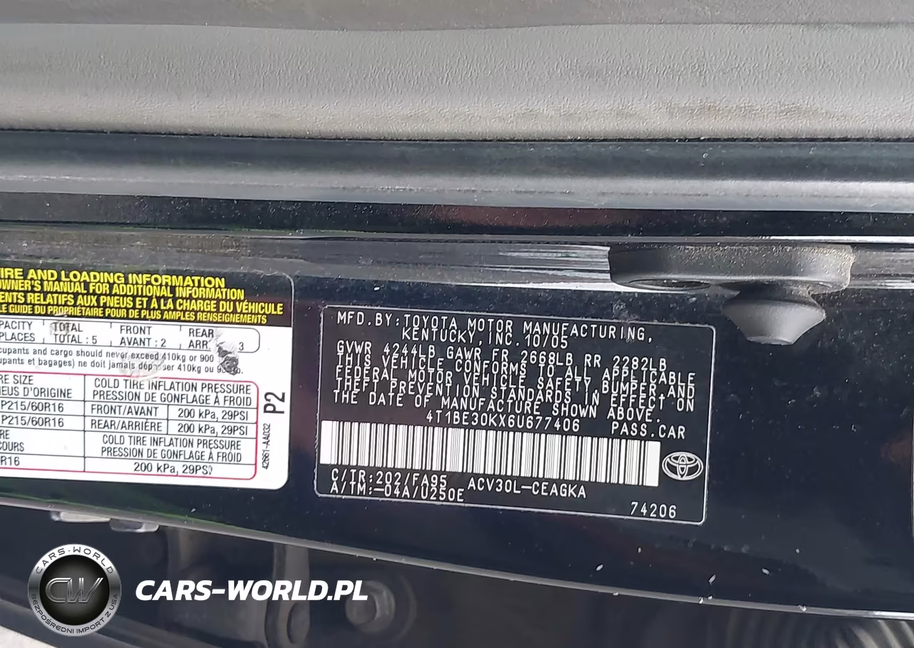 2006 Toyota Camry Xle VIN:4T1BE30KX6U677406 - 9