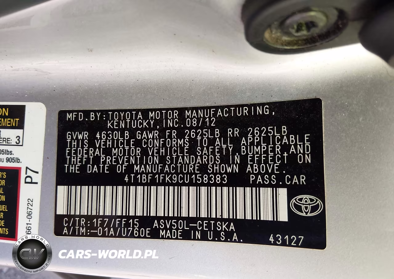 2012 Toyota Camry Se VIN:4T1BF1FK9CU158383 - 9