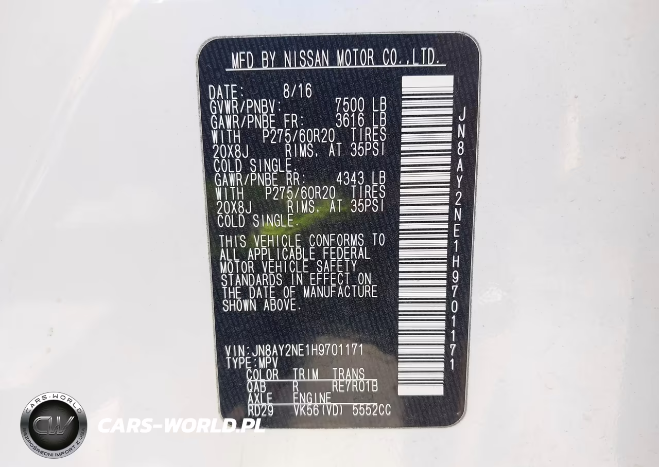 2017 Nissan Armada Platinum VIN:JN8AY2NE1H9701171 - 9