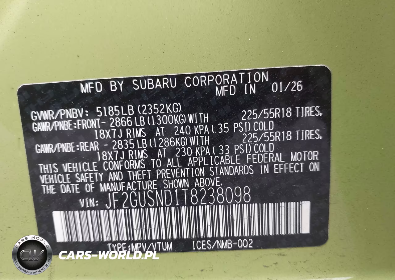 2026 Subaru Crosstrek Limited VIN:JF2GUSND1T8238098 - 9