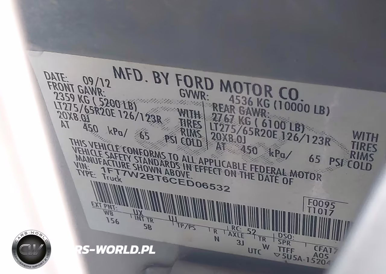 2012 Ford F-250 Lariat VIN:1FT7W2BT6CED06532 - 9