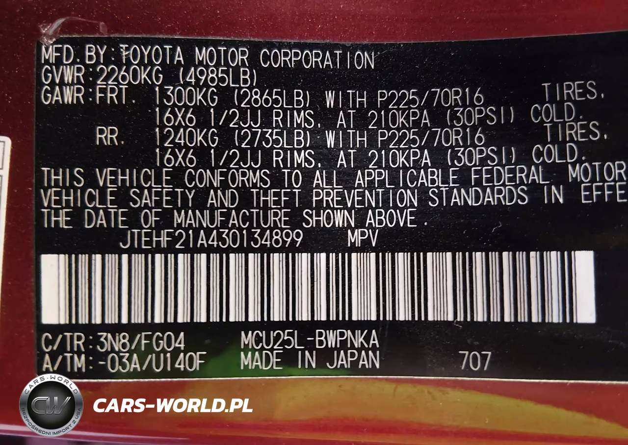 2003 Toyota Highlander V6 VIN:JTEHF21A430134899 - 9