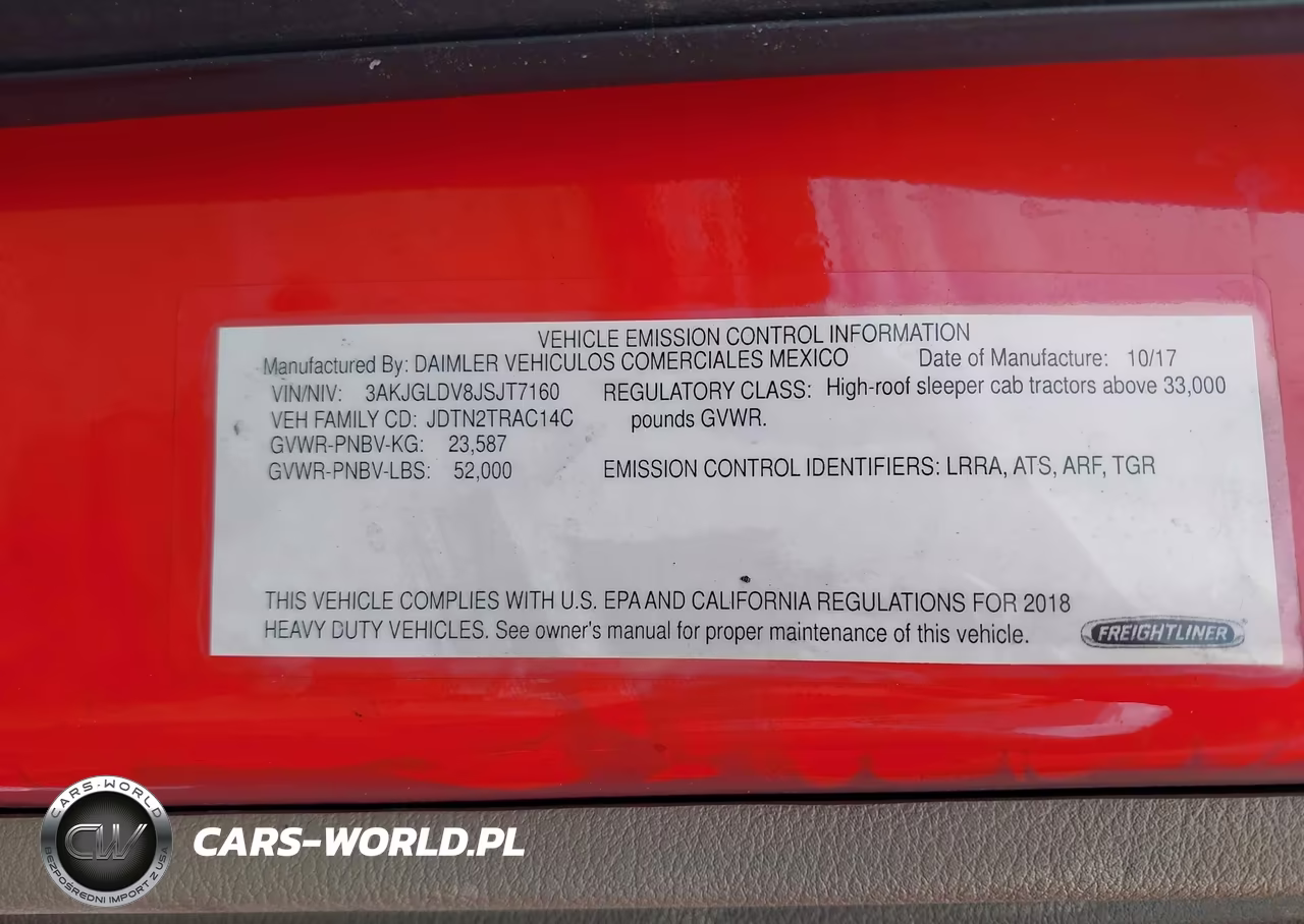 2018 Freightliner Cascadia 125 VIN:3AKJGLDV8JSJT7160 - 9
