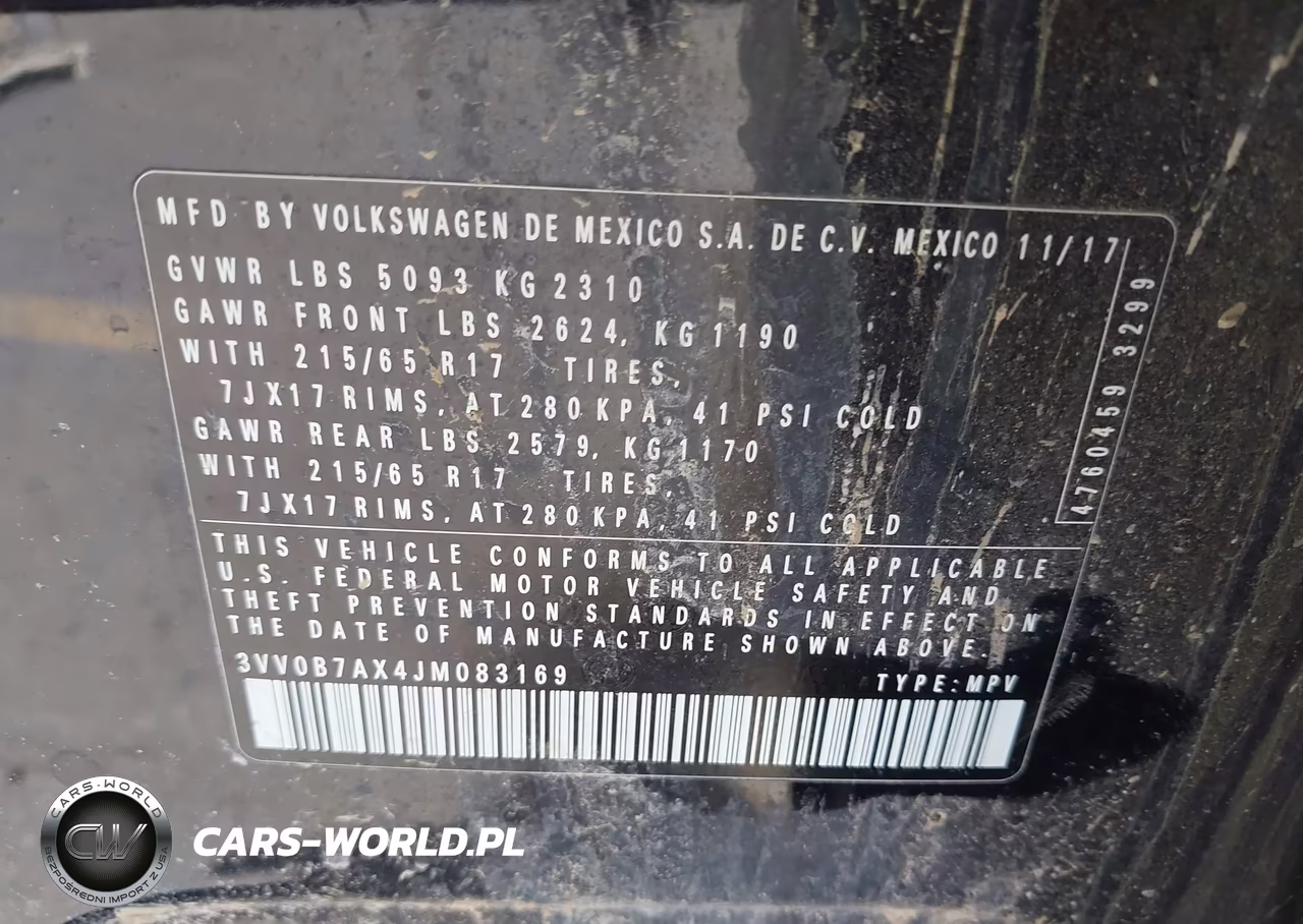 2018 Volkswagen Tiguan 2.0T S VIN:3VV0B7AX4JM083169 - 9