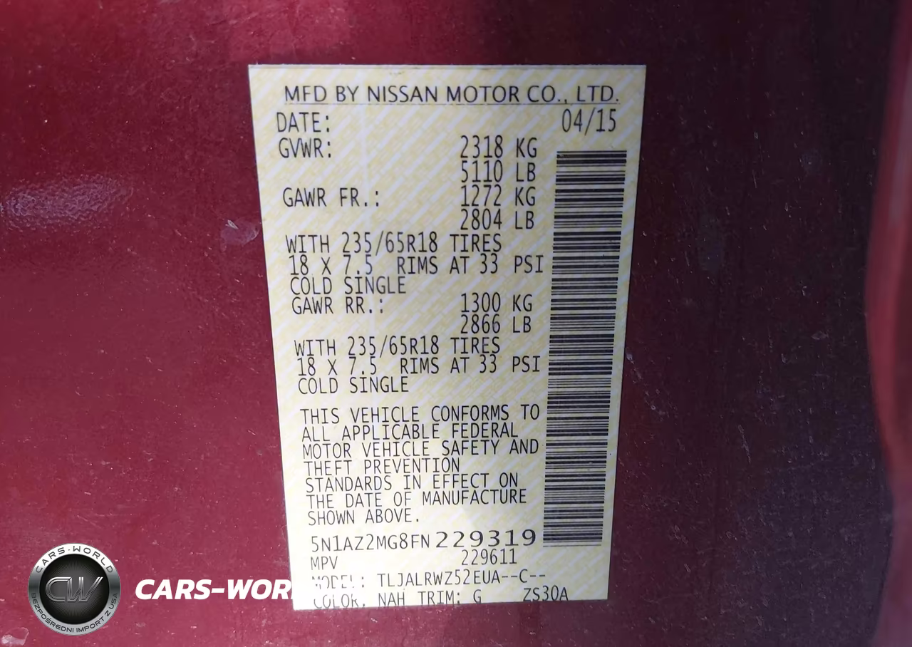 2015 Nissan Murano Sl VIN:5N1AZ2MG8FN229319 - 9
