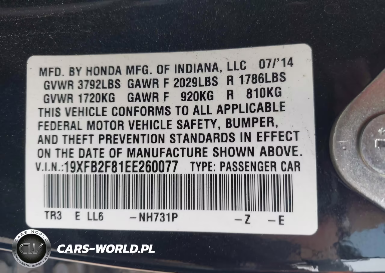 2014 Honda Civic Ex VIN:19XFB2F81EE260077 - 9