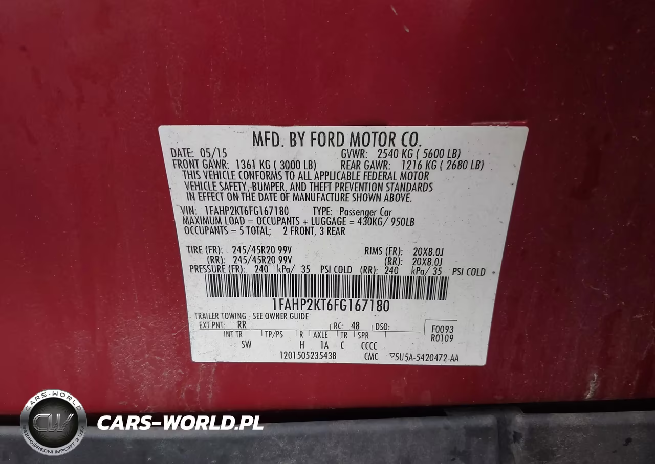 2015 Ford Taurus Sho VIN:1FAHP2KT6FG167180 - 9