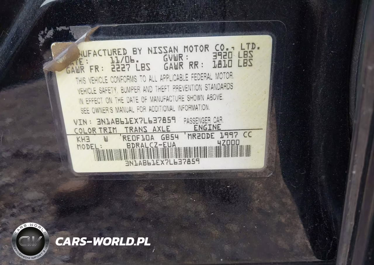 2007 Nissan Sentra 2.0 VIN:3N1AB61EX7L637859 - 9