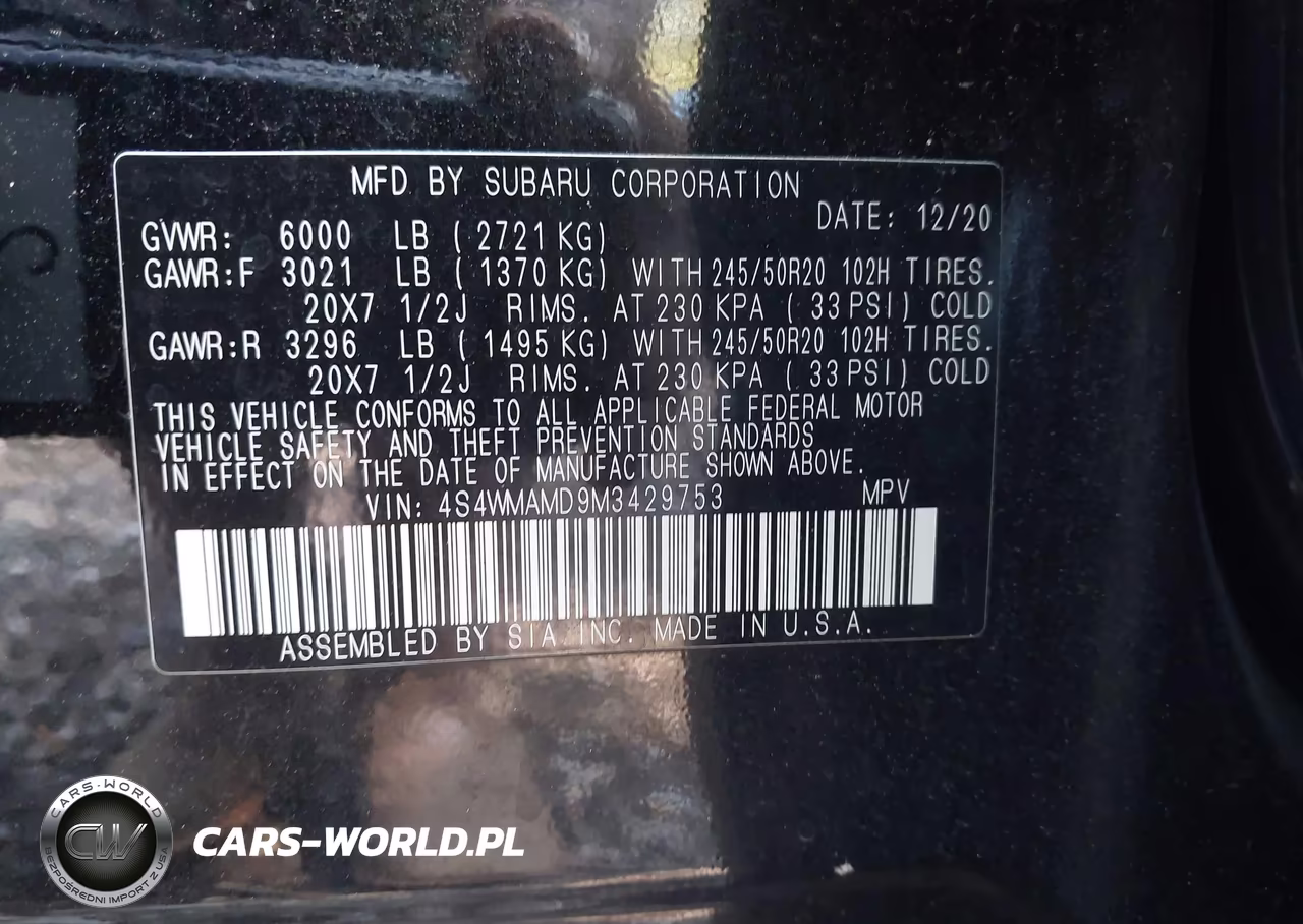 2021 Subaru Ascent Limited VIN:4S4WMAMD9M3429753 - 9