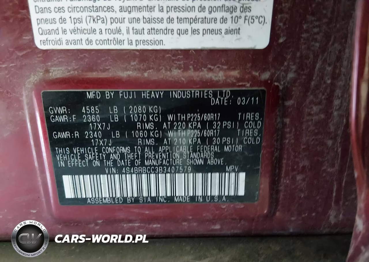 2011 Subaru Outback 2.5I Premium VIN:4S4BRBCC3B3407579 - 9