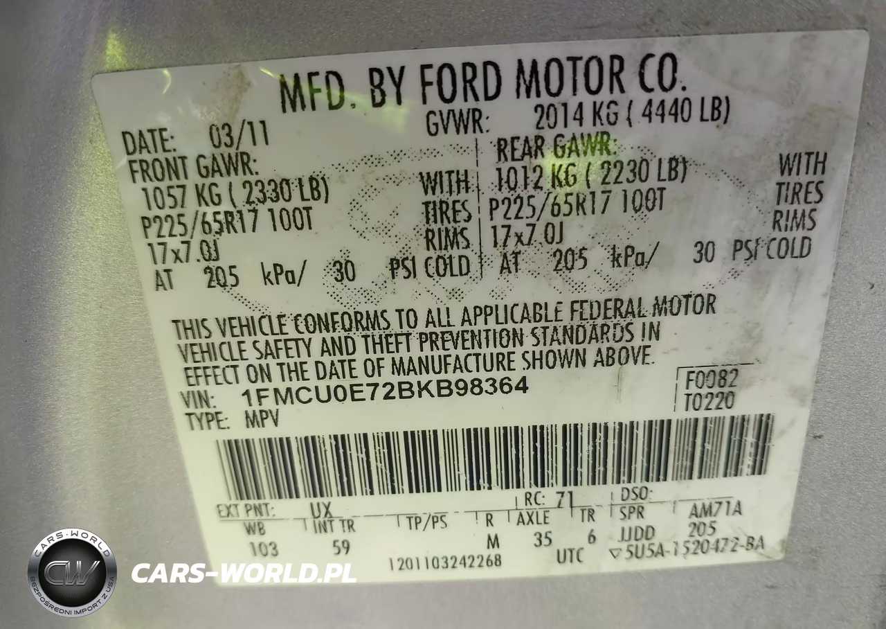 2011 Ford Escape Limited VIN:1FMCU0E72BKB98364 - 9
