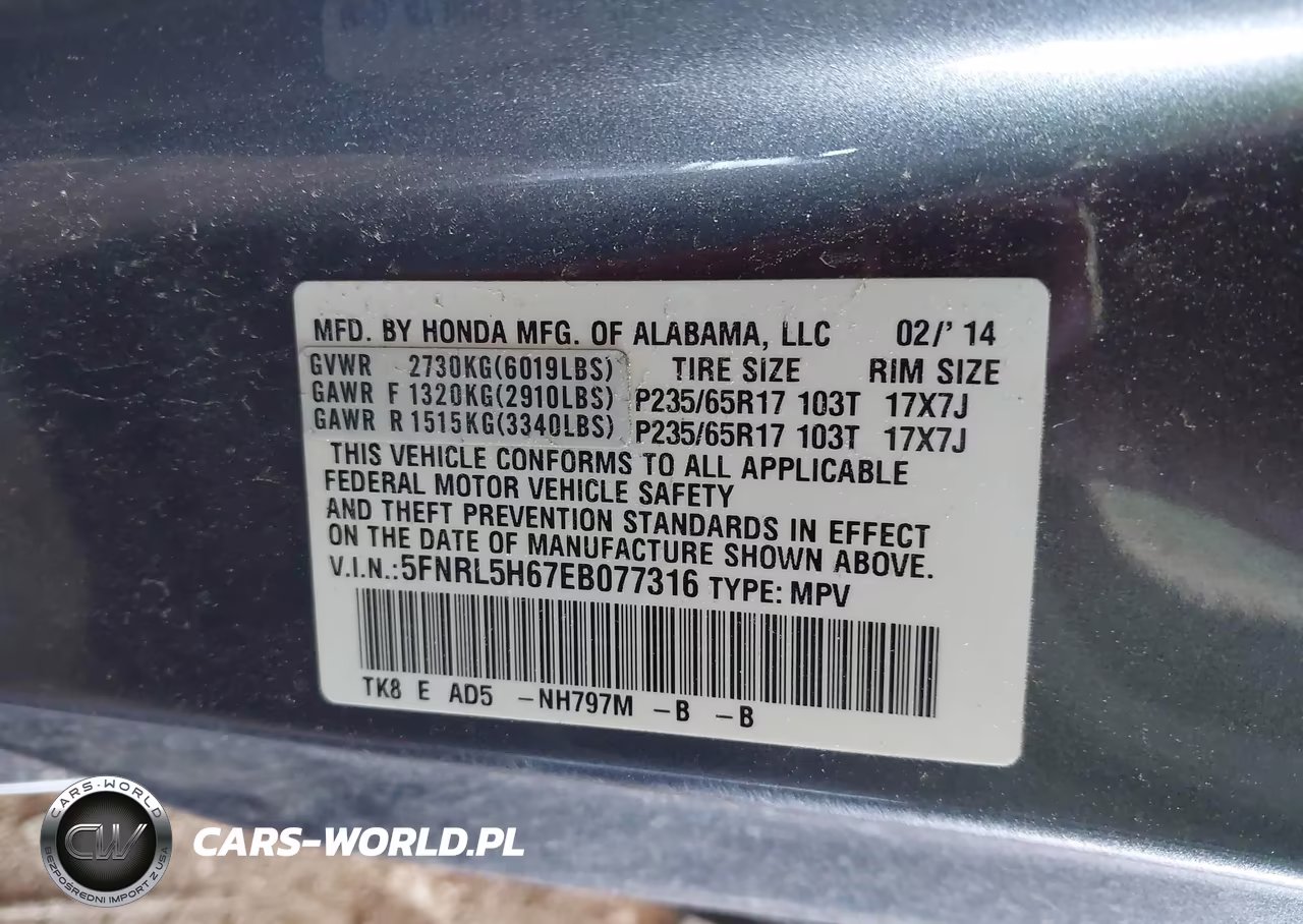 2014 Honda Odyssey Ex-L VIN:5FNRL5H67EB077316 - 9