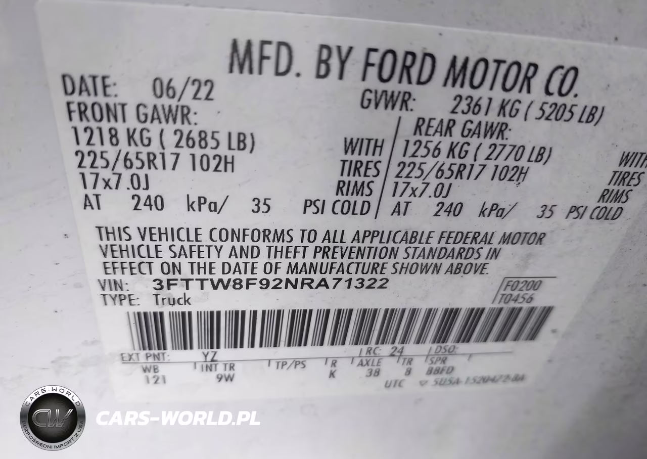 2022 Ford Maverick Xl VIN:3FTTW8F92NRA71322 - 9