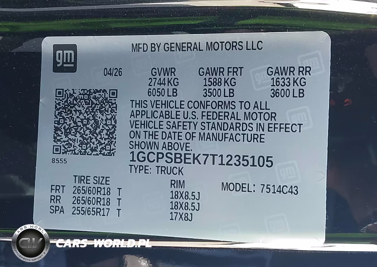 2026 Chevrolet Colorado Wt, Rwd VIN:1GCPSBEK7T1235105 - 9