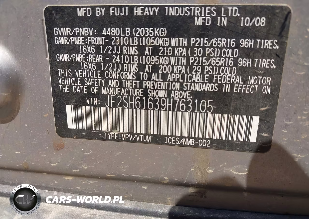 2009 Subaru Forester 2.5X VIN:JF2SH61639H763105 - 9