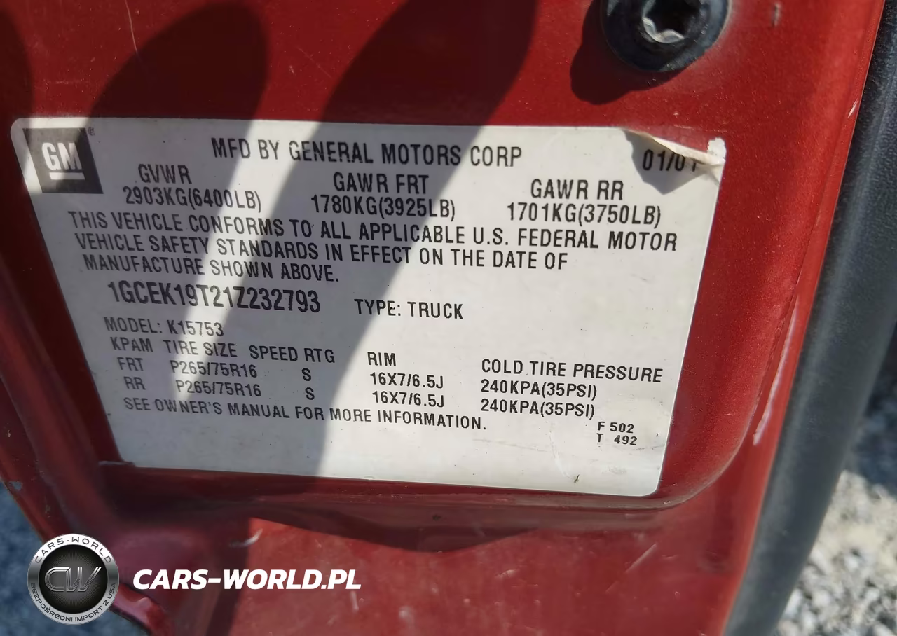 2001 Chevrolet Silverado 1500 Ls VIN:1GCEK19T21Z232793 - 9