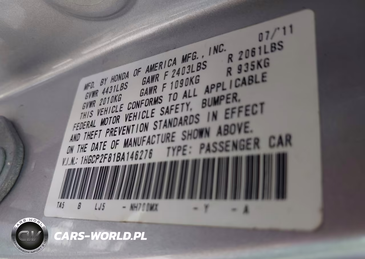 2011 Honda Accord 2.4 Ex-L VIN:1HGCP2F81BA146276 - 9