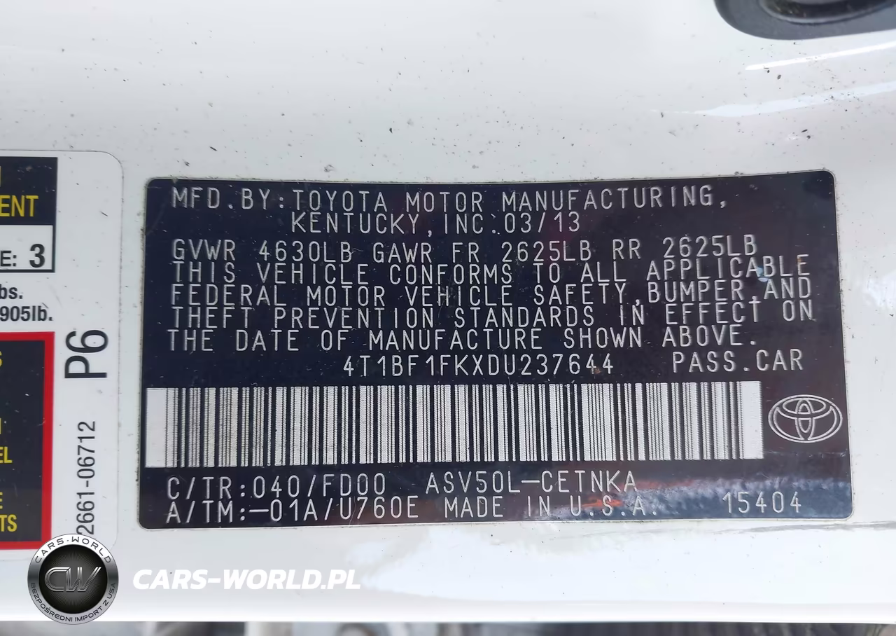 2013 Toyota Camry Le VIN:4T1BF1FKXDU237644 - 9