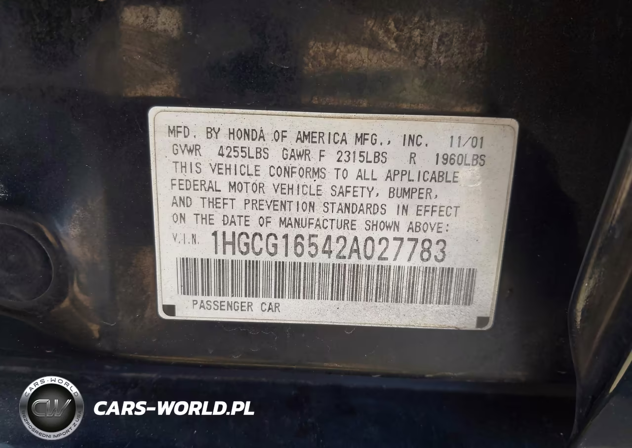 2002 Honda Accord 3.0 Ex VIN:1HGCG16542A027783 - 9
