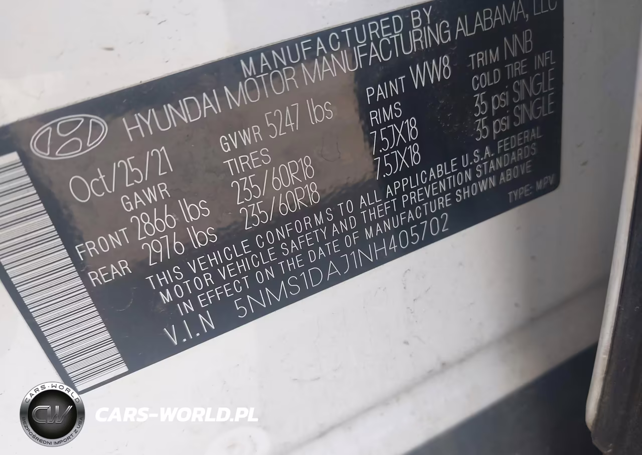 2022 Hyundai Santa Fe Se VIN:5NMS1DAJ1NH405702 - 9