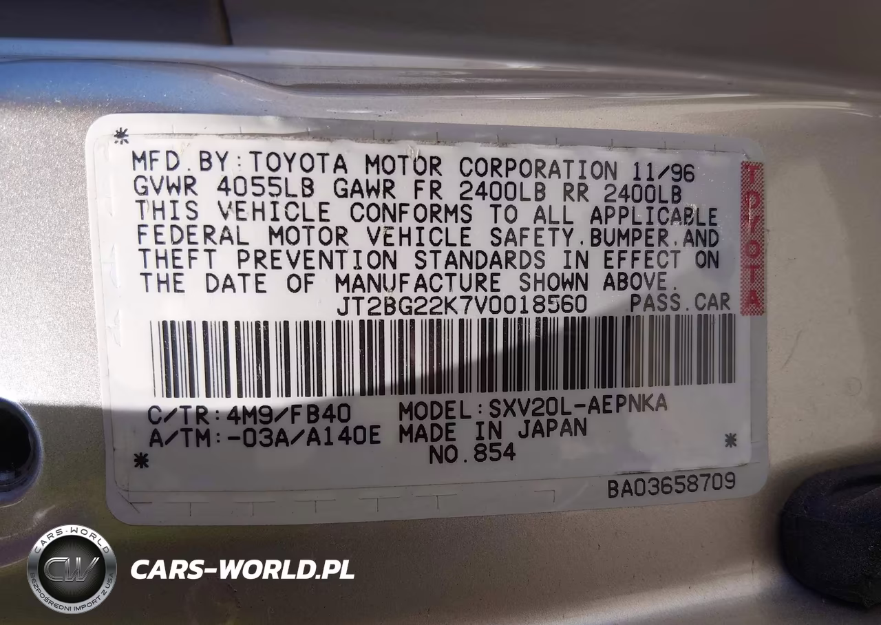 1997 Toyota Camry Le VIN:JT2BG22K7V0018560 - 9