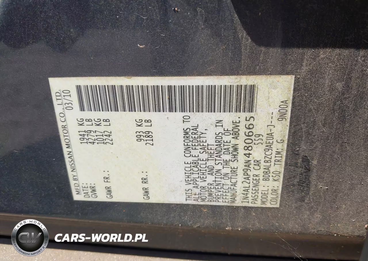 2010 Nissan Altima 2.5 S VIN:1N4AL2AP9AN480665 - 9
