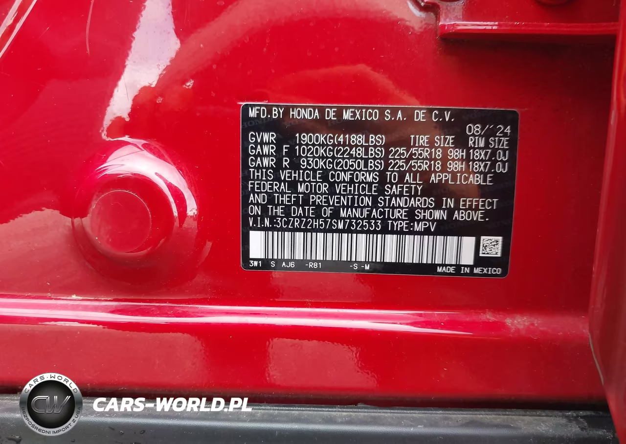 2025 Honda Hr-V Awd Sport VIN:3CZRZ2H57SM732533 - 9