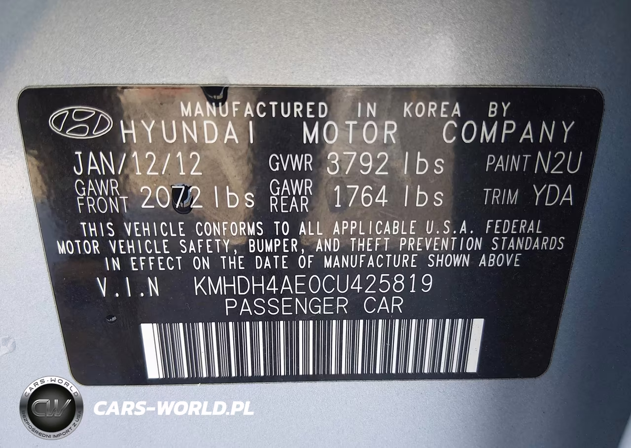 2012 Hyundai Elantra Gls (Ulsan Plant) VIN:KMHDH4AE0CU425819 - 9