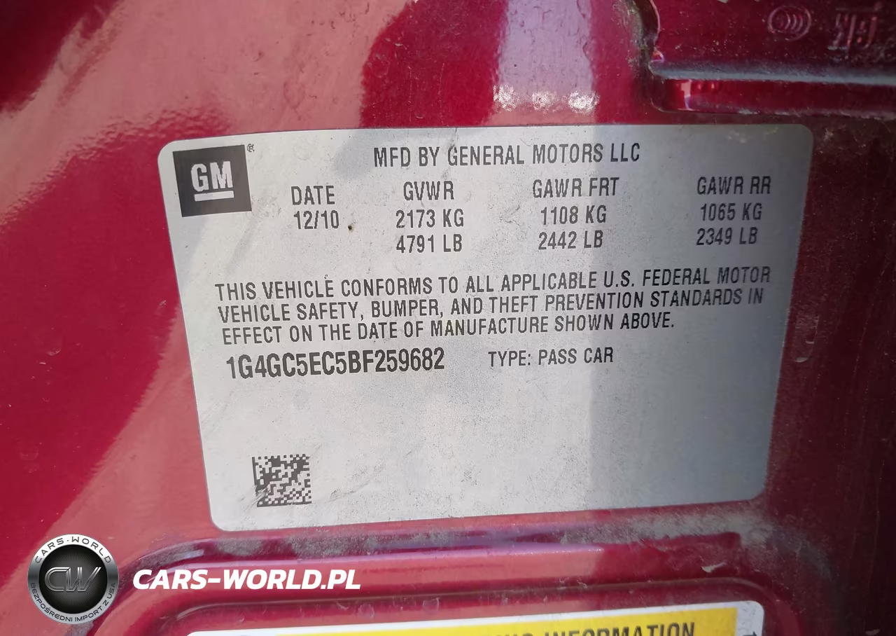 2011 Buick Lacrosse Cxl VIN:1G4GC5EC5BF259682 - 9