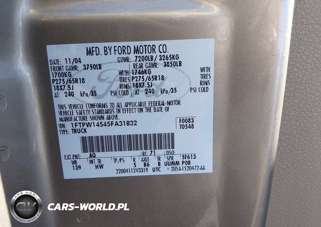 2005 Ford F-150 Fx4-Lariat-Xlt VIN:1FTPW14545FA31832 - 9