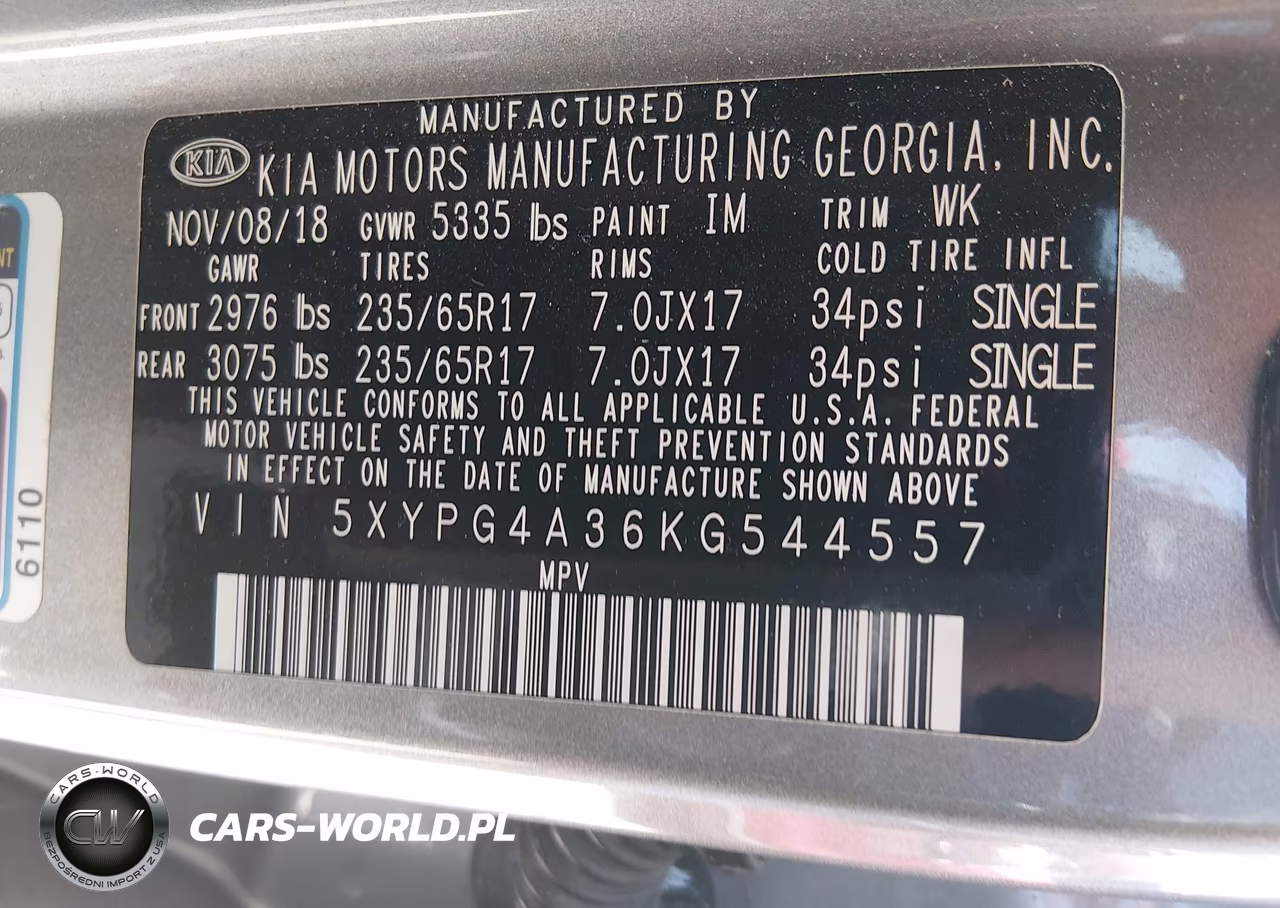 2019 Kia Sorento 2.4L L VIN:5XYPG4A36KG544557 - 9