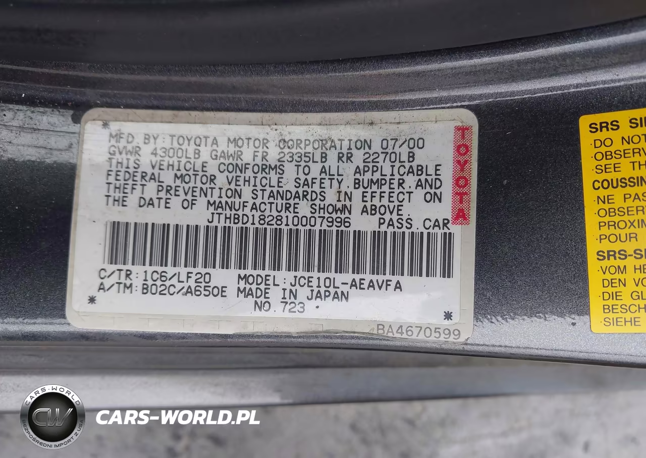 2001 Lexus Is 300 VIN:JTHBD182810007996 - 9