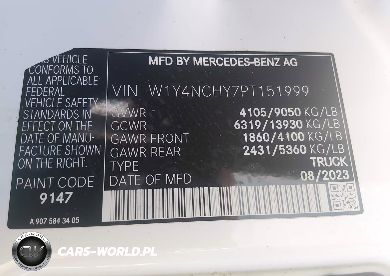 2023 Mercedes-Benz Sprinter 2500 High Roof 4-Cyl Diesel Ho VIN:W1Y4NCHY7PT151999 - 9