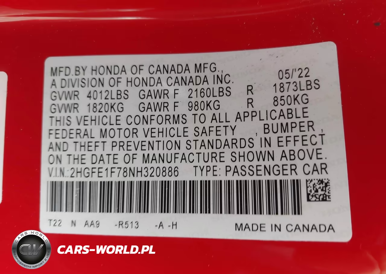 2022 Honda Civic Ex VIN:2HGFE1F78NH320886 - 9