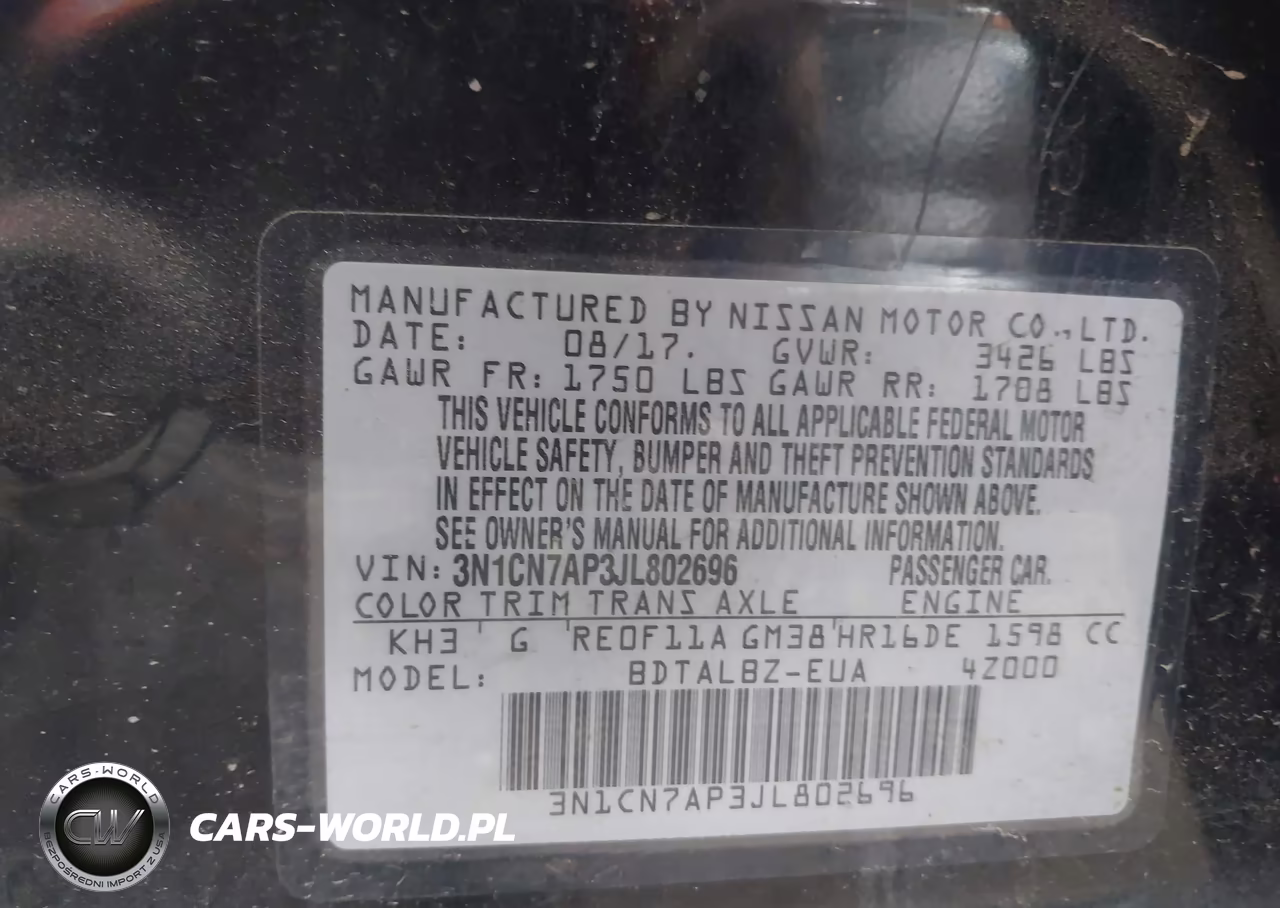 2018 Nissan Versa 1.6 Sv VIN:3N1CN7AP3JL802696 - 9