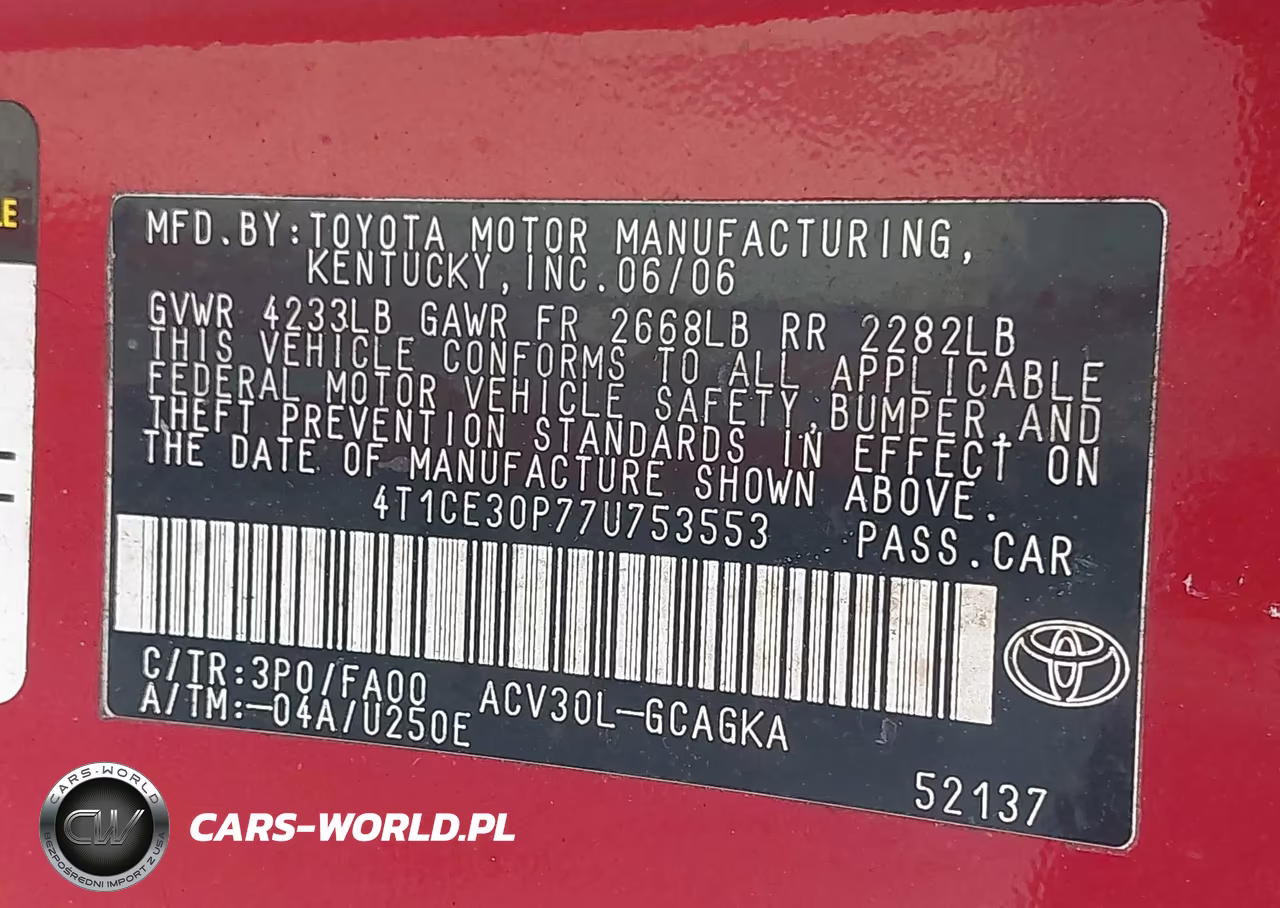 2007 Toyota Camry Solara Sle VIN:4T1CE30P77U753553 - 9